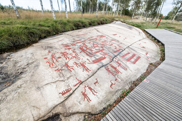 Petroglyphen auf einem flaschen Felsen in Schweden Unesco World Heritage Tanum