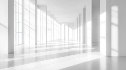 Obraz premium 3D rendering of an empty white room with a minimalistic interior design