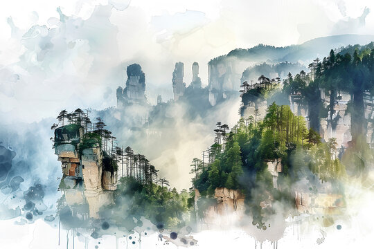 絵画・「世界遺産・武陵源」真作 武陵源」の写真素材 | 7,021件の無料イラスト画像 | Adobe Stock