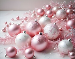 pink christmas balls