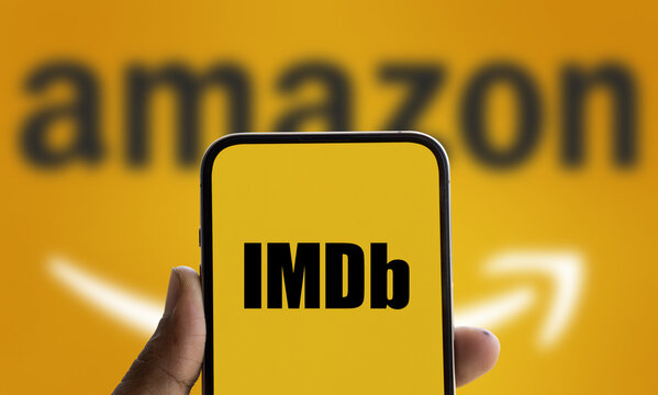 Dhaka, Bangladesh- 01 Oct 2024: IMDb logo is displayed on smartphone.