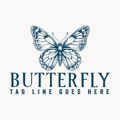 hand drawn butterfly logo illustration