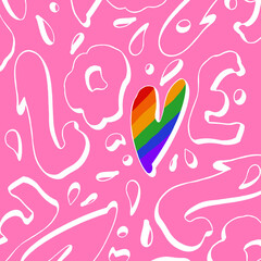 LGBT pattern for pride month. Love, rainbow, pride. Digital art
