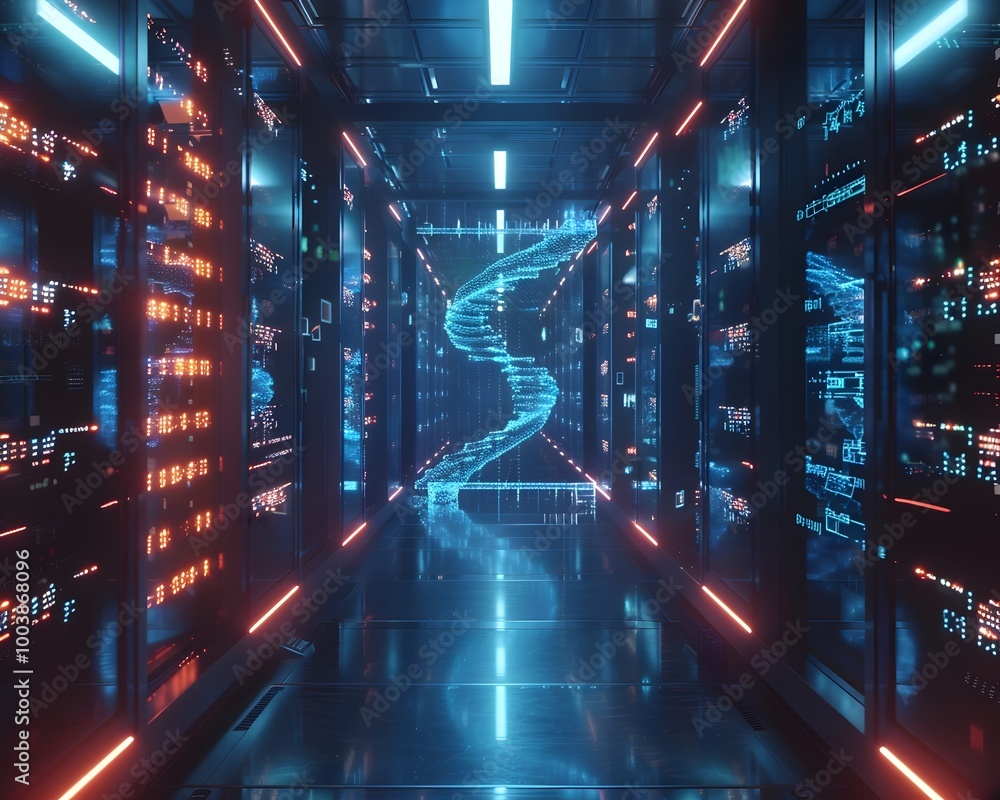 Aufkleber futuristic dna based digital archive preserving historical data with advanced technology access