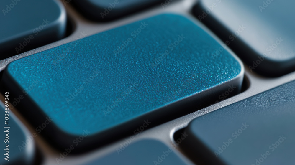 Poster a close up of a blue keyboard with some keys missing, ai