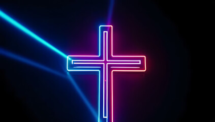 holy neon cross christ glowing dark religious symbol faith hope