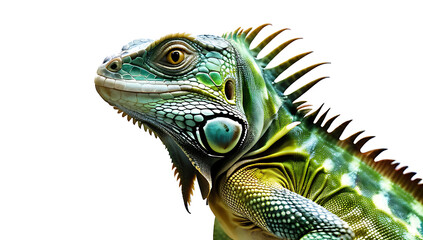 Obraz premium iguana watercolor rendering white backdrop artistic portrayal nature wonder