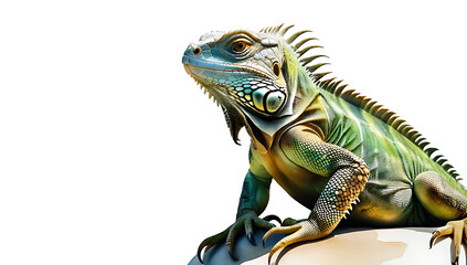 Obraz premium iguana watercolor rendering white backdrop artistic portrayal nature wonder
