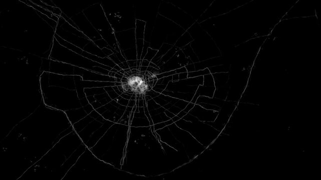 Cracked glass fracture effect on black background