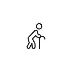 Person with walking cane icon. Minimalist icon of a person with a cane.