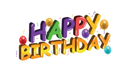 3D text Happy Birthday Banner Background. vector illustration	