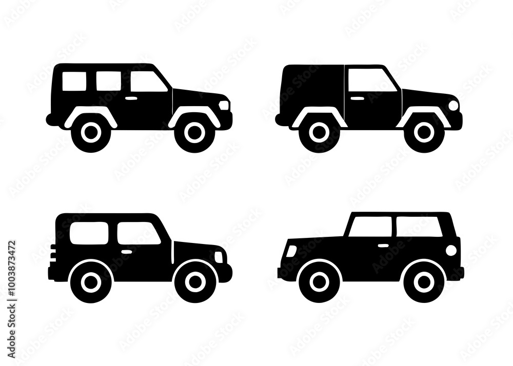 Wall mural set of cars vector illustration black