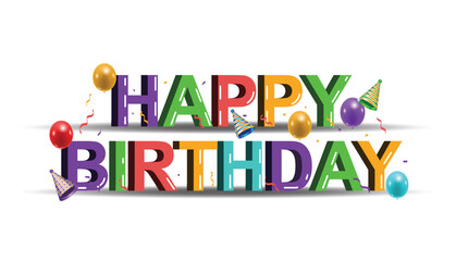 3D text Happy Birthday Banner Background. vector illustration	