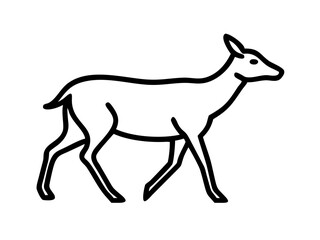 Vector line art deer illustration black animal 