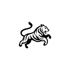 Jumping Tiger Logo. Jumping tiger logo design, perfect for a modern company. Tiger symbolism stands for strength, fearlessness, and military prowess.