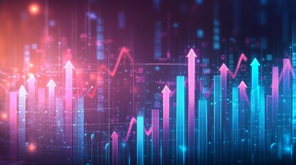 Fototapeta premium Abstract Business Growth Background with Digital Arrows and Lines