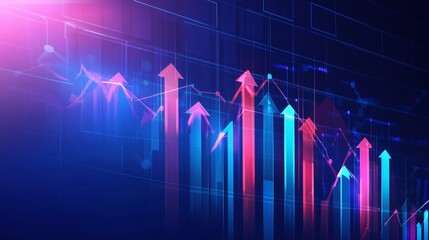 Abstract Blue and Red Upward Arrow Chart