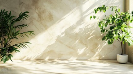 Empty space with natural light. This photo can be used for product display, showcasing your product in a natural and beautiful setting.