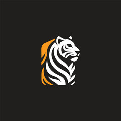 Elegant Tiger Logo. A logo with a dashing and elegant tiger concept, reflects strength and courage, minimalist design, and is suitable for various media and related businesses.