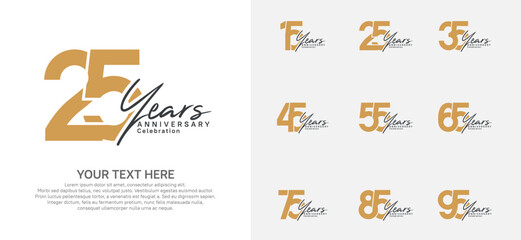 Fototapeta premium Anniversary logo set vector design, brown color for celebration event