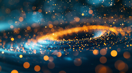 A swirling galaxy of shimmering stars and cosmic dust in a vibrant night sky