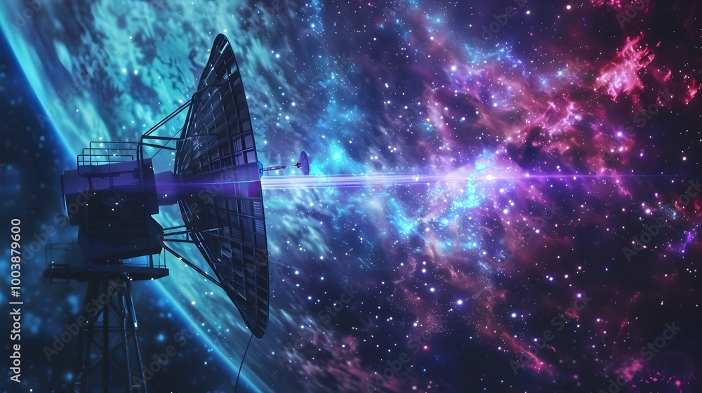 Poster mysterious alien communication beacon discovered in deep space transmitting coded signals