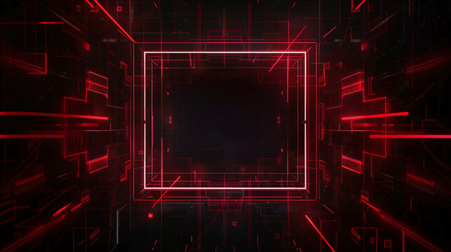 Black Friday event template design with copy space for social media post. Black color tone with red emphasis. Futuristic and technology style.