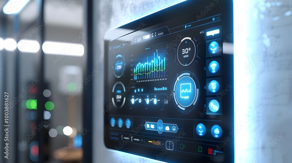 Poster smart grid control panel with touchscreen interfaces for home energy management and optimization