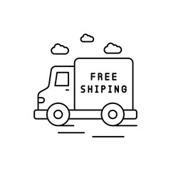 free shipping line icon with white background vector stock illustration