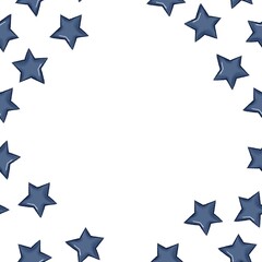 Blue star illustration pattern on transparent background. Wallpaper, background, border, fabric, kids