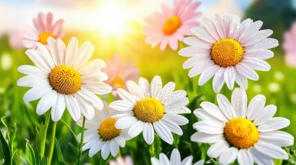 Fototapeta premium Bright Daisy Flowers in Sunlight Glow