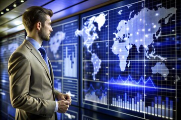 Fototapeta premium Big Data Analysis Dashboard Hologram