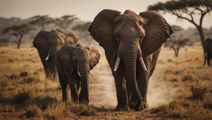 elephants in the savannah