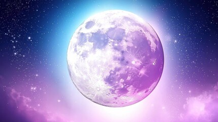 Fototapeta premium Vibrant Moonlit Night Sky with Cosmic Colors