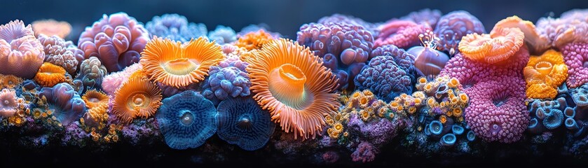 Closeup of colorful coral, intricate underwater patterns