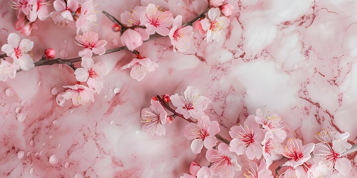 Fila de &aacute;rboles de cerezos en flor HD 8K papel pintado Fotogr&aacute;fica de stock
