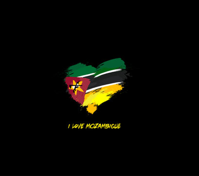 Mozambique grunge flag heart for your design