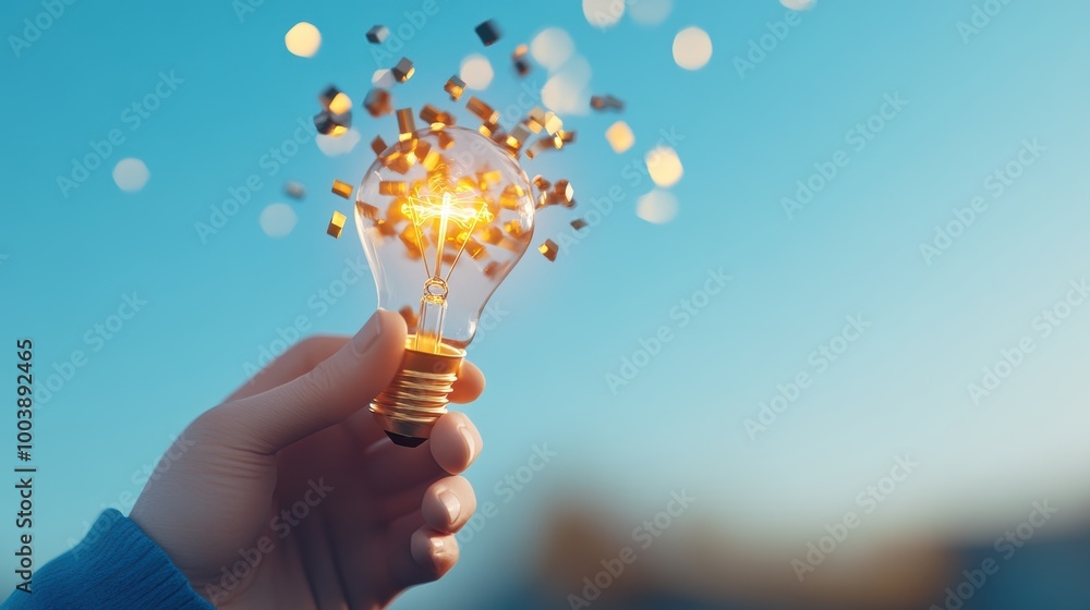 Poster a hand building a complex machine, with a lightbulb representing the spark of invention.