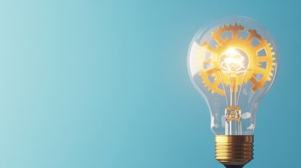 A lightbulb with a gear turning inside, symbolizing the process of critical thinking.