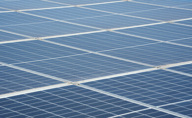 close up of Solar panels of a Solar energy power plant is generating renewable energy.