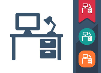 Desk, Job, Workplace, Cubicle Icon