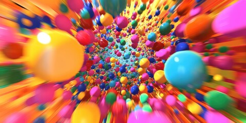 a colorful explosion of colored balls