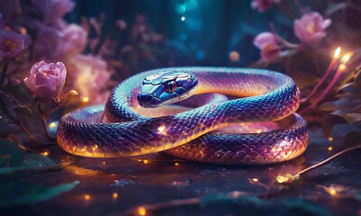 Happy Christmas and New Year, snake 