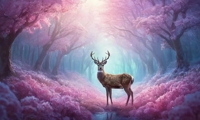Happy Christmas and New Year, crystal deer