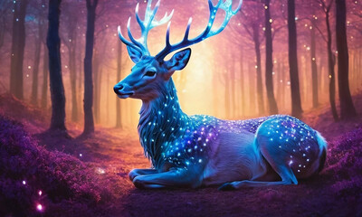 Happy Christmas and New Year, crystal deer