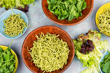 Pasta with spinach.
