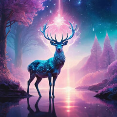 Happy Christmas and New Year, crystal deer