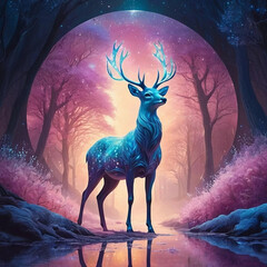 Happy Christmas and New Year, crystal deer