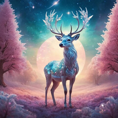 Happy Christmas and New Year, crystal deer