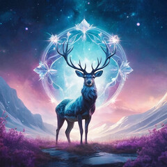 Happy Christmas and New Year, crystal deer
